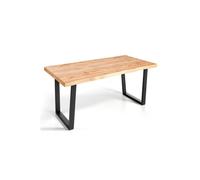 Mesa comedor fija alaska en mdf roble rústico. patas metal negro.