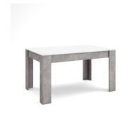 Mesa comedor | mesa fija cocina y salón | 140x90x76 cm | para 6 comensales | muebles comedor | estilo moderno | blanco y cemento