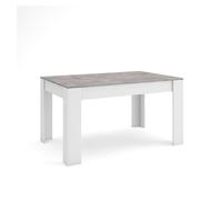 Mesa comedor, mesa fija cocina y salón, 140x90x76cm, para 6 comensales, muebles comedor, estilo moderno, cemento y blanco