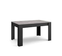 Mesa comedor, mesa fija cocina y salón, 140x90x76cm, para 6 comensales, muebles comedor, estilo moderno, cemento y negro
