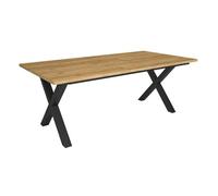 Mesa comedor, mesa fija cocina y salón, 194x90x74cm, para 10 comensales, muebles comedor, estilo industrial, roble 194 cm