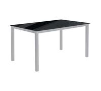 Mesa comedor salón superficie fija cadell cristal negro estructura metal 140x190 cm 140 cm