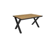 Mesa Comedor Skraut Home, Mesa Fija Cocina y Salón, 140x90x74cm, Para 6 comensales, Muebles Comedor, Estilo Industrial, Roble y negro