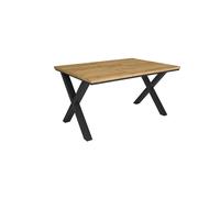 Skraut Home, Mesa Comedor, Mesa Fija Cocina y Salón, 140x90x74cm, Para 6 comensales, Muebles Comedor, Estilo Industrial, Roble