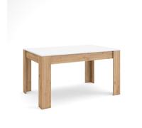 Mesa Comedor Skraut Home, Mesa Fija Cocina y Salón, 140x90x76cm, Para 6 comensales, Muebles Comedor, Estilo Moderno White and oak - option b