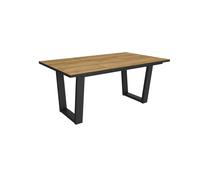 Mesa Comedor Skraut Home, Mesa Fija Cocina y Salón, 167x90x74cm, Para 8 Comensales, Muebles Comedor, Estilo Industrial, Roble y negro