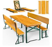 Mesa con bancos de madera 170x70x76cm plegables con respaldo