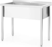 Mesa con lavabo individual, sin salpicadero, con conexiones roscadas, profundidad de 600 mm, línea económica, dimensiones 1000x600x(alto)850 mm