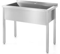 Mesa con lavabo individual – soldada, profundidad de 700 mm, altura de la cámara de 300 mm, línea profesional, 1000x700x(alto)850 mm