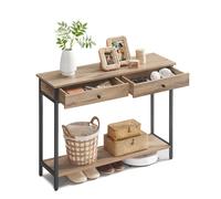 VASAGLE Mesa de Consola con 2 Cajones, Marco de Acero, Estable | Mesa de Sofá, para Pasillo, Dormitorio, Salón, Estilo Moderno Básico, Blanco Mármol y Negro Mate, Colección BARNET LNT015W01