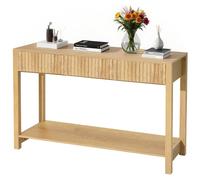 Mesa consola de 120 cm, estilo rústico, para colocar detrás del sofá, con cajones y estante de almacenamiento en la parte inferior. Mesa rectangular de madera, ideal para la entrada, pasillo, dormitor