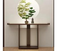 Mesa Consola de Madera Maciza,Mesa Decorativa Estrecha de Dos Niveles