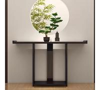 Mesa Consola de Madera Maciza,Mesa Decorativa Estrecha de Dos Niveles