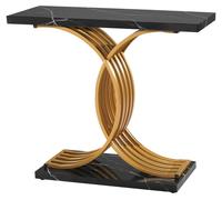 Mesa consola dorada de 100 cm, mesa moderna para colocar detrás del sofá, mesa rectangular de entrada de madera, mesa estrecha y alargada para colocar junto al sofá, con patas de metal, ideal para pas