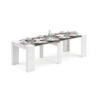 Duehome Mesa consola extensible Denis 50-235x90 cm melamina alta calidad Artik blanco - gris grafito
