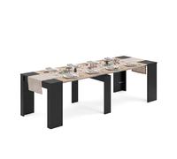 Duehome Mesa consola extensible Denis melamina alta calidad 50-235×90 cm Negro mate - Roble Canadian
