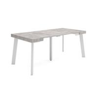 Mesa Consola Extensible, Mesa Comedor Plegable, 180, Para 8 Comensales, Patas De Madera, Estilo Moderno, Cemento