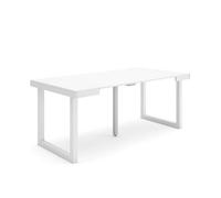 Mesa Consola Extensible, Mesa Comedor Plegable, 180, Para 8 Comensales, Patas Madera Maciza, Estilo Moderno, Blanco