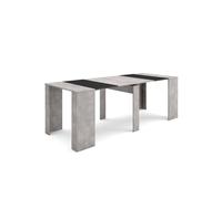 Mesa consola extensible, mesa comedor plegable, 222x90x77cm, para 10 comensales, comedor y cocina, cemento