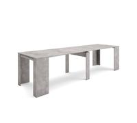 Mesa consola extensible, mesa comedor plegable, 302x90x77cm, para 14 comensales, comedor y cocina, cemento