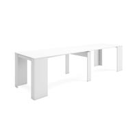 Mesa Consola Extensible Skraut Home, Mesa Auxiliar Comedor Plegable, 302x90x77cm, Para 14 comensales, Comedor y Cocina, Práctica y Discreta White