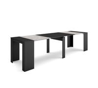 Skraut Home, Mesa Consola Extensible, Mesa Auxiliar, S III, 58/302x90x77cm, Práctica y Versátil, Estilo Moderno Black/cement 300cm