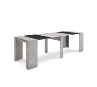 Mesa Consola Extensible Skraut Home, Mesa Auxiliar, S III, Práctica y Versátil, Estilo Moderno, 2 longitudes 58/222x90x77cm y 58/262x90x77cm Cement/black 260cm