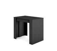 Skraut Home, Mesa Consola Extensible, Mesa Auxiliar, S III, Práctica y Versátil, Estilo Moderno, 2 longitudes 58/222x90x77cm y 58/262x90x77cm Black/cement 260 cm