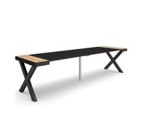 Mesa Consola Extensible Skraut Home, Mesa Auxiliar, Tapa, 58/302x90cm, Práctica y Versátil, Varios colores disponibles Oak/black black edge