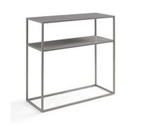 Mesa consola kuhmo con estante adicional metal 80x80x30 cm - gris claro [en.casa]