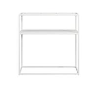 Mesa consola kuhmo con estante adicional tablero de cristal templado/metal 80 x 80 x 30 cm - blanco [en.casa]