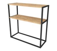 Mesa Consola Metalica Nyana Home Estantes Conglomerados Diseño Atemporal Mueble de Entrada Decorativa y Versatil Medidas 90x90x34 - Negro