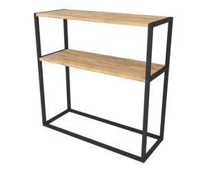 Mesa Consola Metalica Nyana Home Estantes Conglomerados Diseño Atemporal Mueble de Entrada Decorativa y Versatil Medidas 90x90x34 - Negro