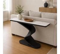 Mesa Consola Moderna, Mueble Recibidor Estrecho, Mesa Auxiliar Entrada | Base Geométrica Con Esferas, Acabado Blanco, Marco Metálico Y Perfil Estrecho Para Entrada Y Pasillo(Black2,31.4"/80cm)