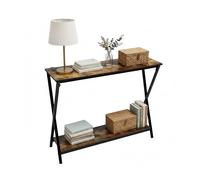 Relaxdays Mesa consola con 2 baldas marrón oscuro,negro
