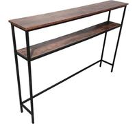 Relaxdays Mesa Consola, HBT: 80 x 120 x 20 cm, 2 estantes, Metal y MDF, Estrecha para recibidor, marrón/Negro