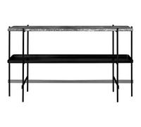 Mesa Consola TS 120x72 Con Estante Y Bandeja Mármol Emperador Negro/ Gris