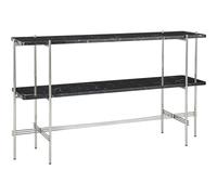 Mesa Consola TS Alt. 72 2 Estantes Acero Pulido Mármol Marquina Negro