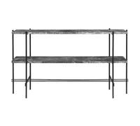 Mesa Consola TS H72 con 2 Estantes y Bandeja, Negro/gris Emperador