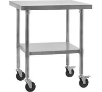 Mesa de acero inoxidable de 70 x 60 x 85 cm | Mesa de trabajo, mesa de cocina, superficie de preparación de acero inoxidable | Mesa para hostelería, mesa de servicio, mesa para catering, encimera para