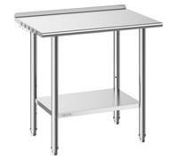 Mesa de acero inoxidable VEVOR para hostelería, 915 x 610 x 894 mm, mesa de acero inoxidable ajustable con borde elevado, mesa de trabajo con base reforzada para restaurantes, capacidad de carga: supe