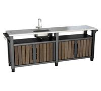 Mesa de asado Keter UNITY Chef, 415 litros, color nogal