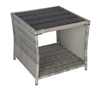 Mesa de balcón Relaxdays 40×45×45 cm, para Exterior, poliratán/WPC/Acero, Mesa Auxiliar de jardín Cuadrada, Gris