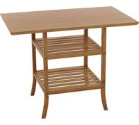 Mesa de bambú HWC-N84, mesa para balcón, mesa auxiliar, mesa de comedor, mesa multiusos, certificada , 100x60 cm
