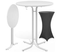 Mesa de bar blanca 110x80cm + funda de mesa de bar gris Ø80cm