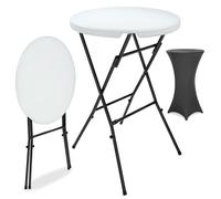 Mesa de bar blanca Ø72cm + funda de mesa de bar antracita Ø70cm
