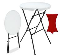 Mesa de bar blanca Ø72cm + funda de mesa de bar Burdeos Ø70cm