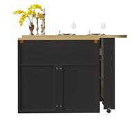 Mesa de bar extensible 135-205×39×100 cm - mesa de bar moderna con led y puertas minimalistas - negro
