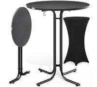 Mesa de bar gris 110x70cm + funda de mesa de bar negra Ø70cm