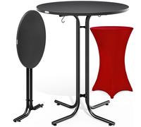 Mesa de bar gris 110x70cm + funda de mesa de bar roja Ø70cm
